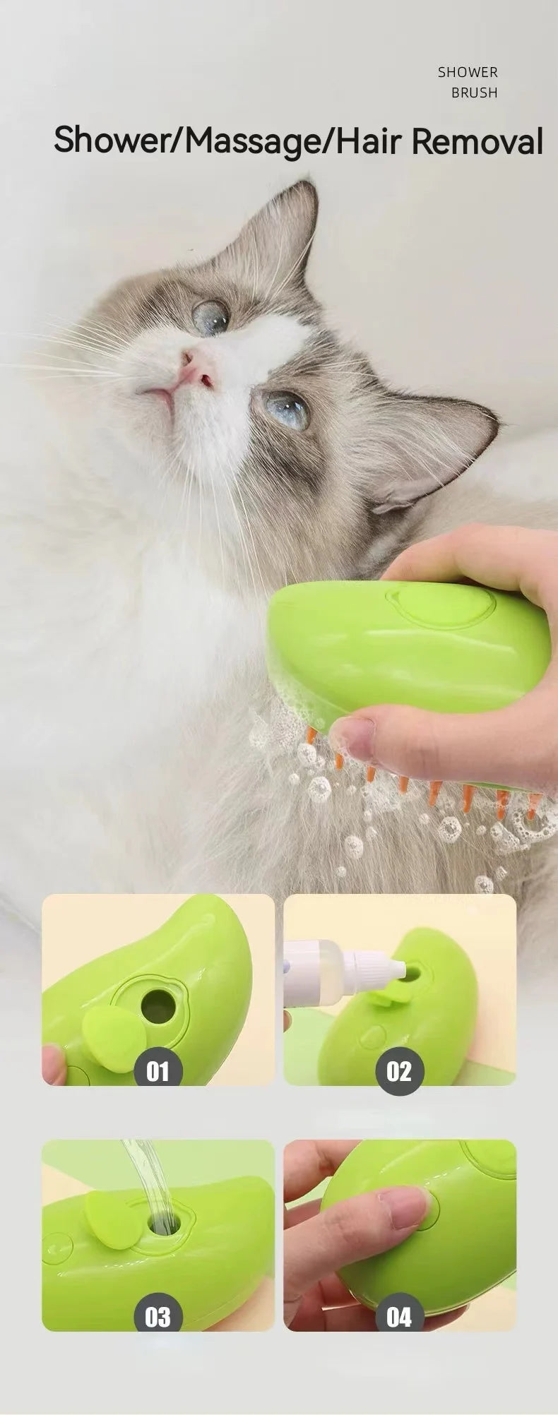 3-in-1 Steam Grooming Brush